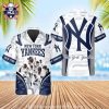 NY Yankees Modern Hexagon Pattern Customizable Hawaiian Shirt