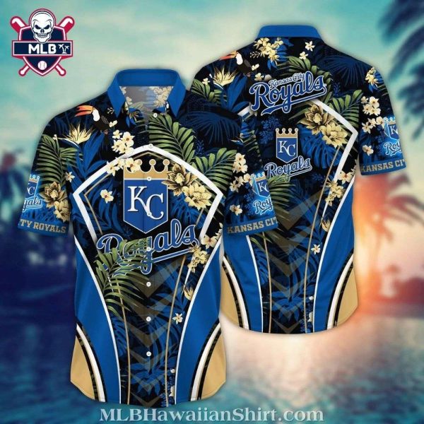 Night Bloom Royals – Kansas City Royals Hawaiian Shirt With Dark Floral Accents