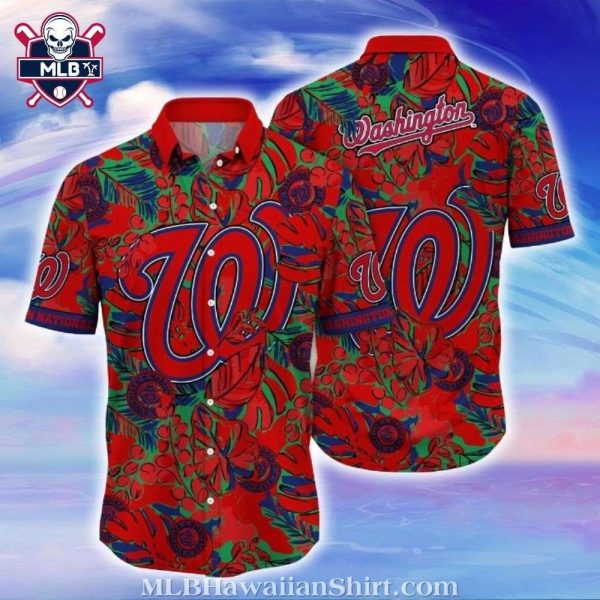 Night Blossoms Washington Nationals Aloha Shirt – Dark Floral Elegance