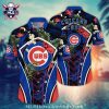 Navy Palm Oasis – Chicago Cubs Tropical Night Hawaiian Shirt