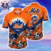 New York Mets Tribal Fusion Orange Aloha Shirt