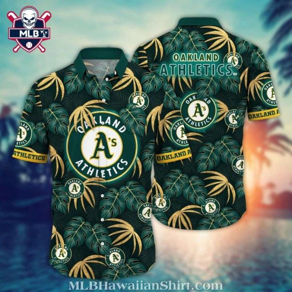 Oakland A’s Signature Leaf Pattern Green Tropical Shirt