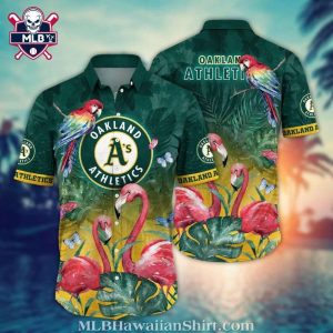 Oakland A’s Tropical Flamingo And Parrot Aloha Shirt