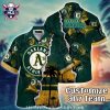 Oakland A’s Vintage Tropical Plant Green Aloha Shirt