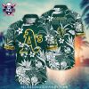 Oakland Athletics Aloha Shirt – Monochrome Leafy Design With Team Logos