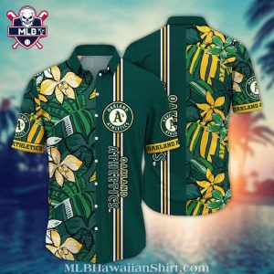 Oakland Athletics Vintage Palm And Hibiscus Dark Green Hawaiian Shirt