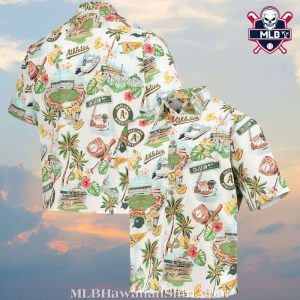 Oakland Athletics Vintage Postcard Aloha Shirt