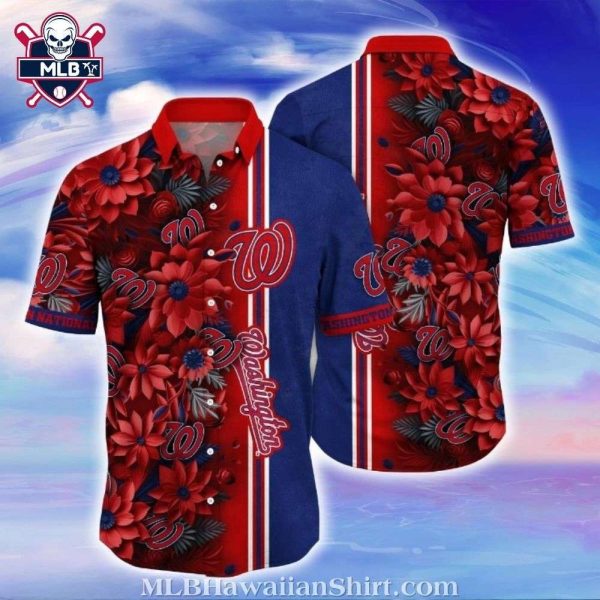 Oceanfront Washington Nationals Hawaiian Shirt – Palm Silhouette Night