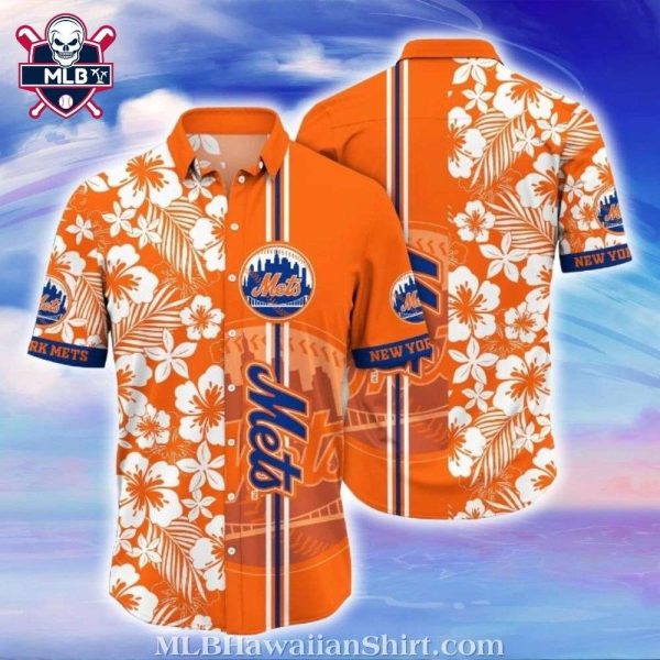 Orange Sunset NY Mets Hawaiian Shirt – Palm Silhouette Edition