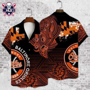 Orioles Black Paisley and Cityscape Hawaiian Shirt – Baltimore Est 1894