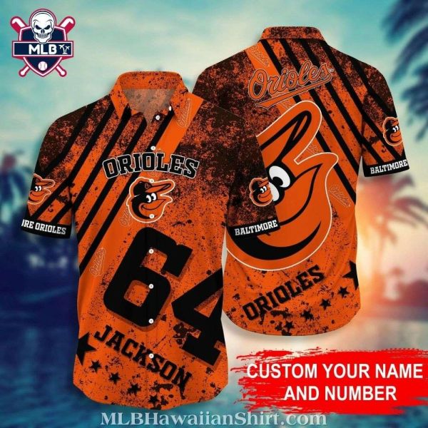 Orioles Player Edition Orange And Black Striped Aloha Shirt