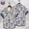 Palm Silhouette Splattered Paint Backdrop NY Yankees Hawaiian Shirt