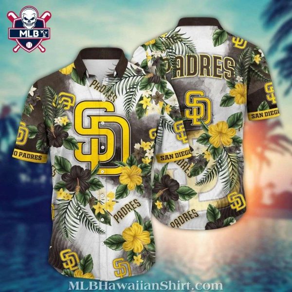 Padres Botanical Pitch – MLB San Diego Floral Stripe Hawaiian Shirt