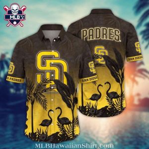 Padres Flamingo Lagoon – MLB San Diego Sunset Stripe Hawaiian Shirt