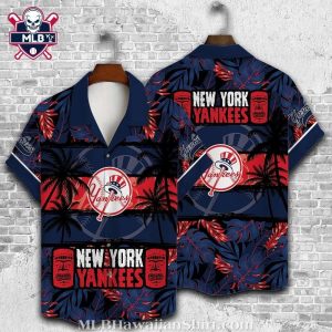 Palm Night NY Yankees Tropical Shirt – Sunset Palms In Navy