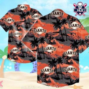 Palm Shadows And Sunset SF Giants Hawaiian Shirt – Nightfall Tropics