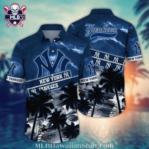 Palm Tree Shadow NY Yankees Aloha Shirt