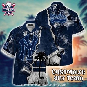 Palm Tree Sunset NY Yankees Personalized Hawaiian Shirt