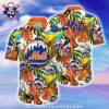 NY Mets Pinstripe Customizable White Aloha Hawaiian Shirt