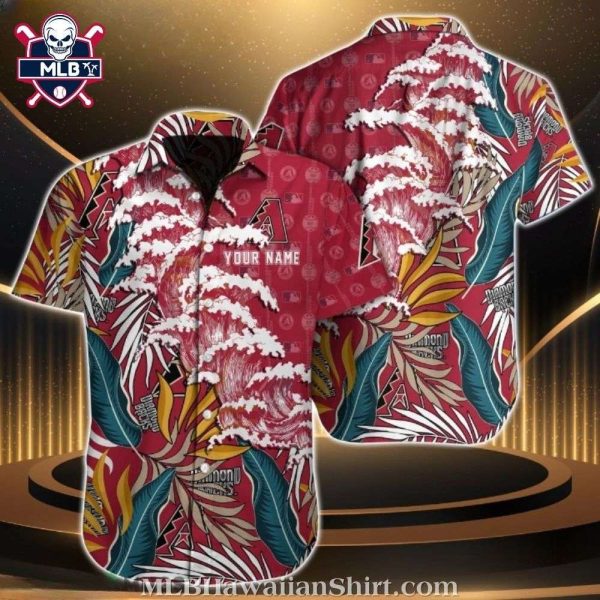 Personalized Arizona Diamondbacks Crimson Wave MLB Hawaiian Shirt