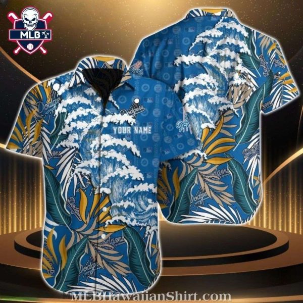 Personalized Dodgers Wave Blue And Gold Hawaiian Shirt