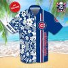 Personalized Purple Pinstripe Chicago Cubs Aloha Shirt