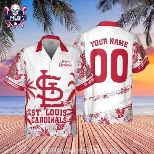 Personalized Tropical Red St. Louis Cardinals Baseball Hawaiian Shirt