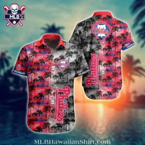 Philadelphia Phillies Aloha Shirt With Gradient Palm Sunset Design