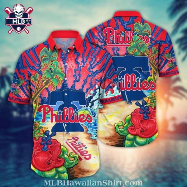 Philadelphia Phillies Beachfront Celebration Vibrant Hawaiian Shirt