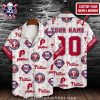 Philadelphia Phillies Custom Name Number Navy Floral Hawaiian Shirt