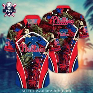 Philadelphia Phillies Floral Stripe Rally Red Hawaiian Shirt