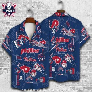 Philadelphia Phillies Pennant Blue Memorabilia Hawaiian Shirt