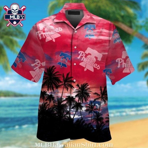 Philadelphia Phillies Sunset Palms Red Aloha Shirt