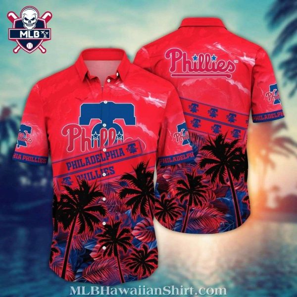 Philadelphia Phillies Vintage Red Tropical Sunset Hawaiian Shirt