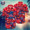 Phillies Bold Red Botanical And Team Logo Hawaiian Shirt