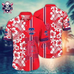 Phillies Floral Red And White Festive Hawaiian Aloha Shirt