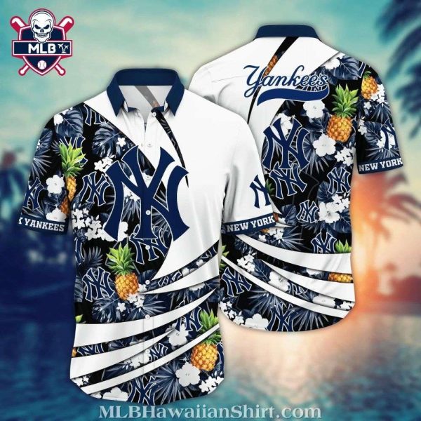 Pineapple And Floral NY Yankees Hawaiian Shirt