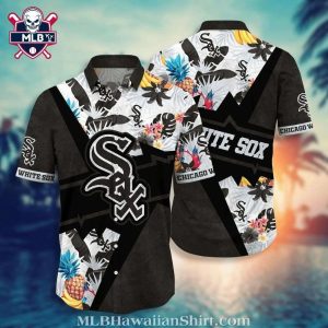 Pineapple And Hibiscus White Sox Tropical Aloha Shirt