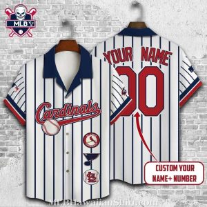 Pinstripe Customizable St Louis Cardinals Baseball Hawaiian Shirt