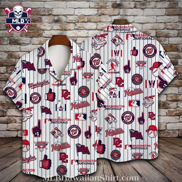 Pinstripe Pitch Washington Nationals Tropical Hawaiian Shirt