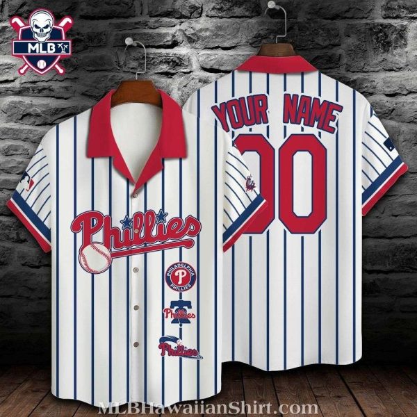 Pinstripe Pride Philadelphia Phillies Customizable Jersey-Style Hawaiian Shirt