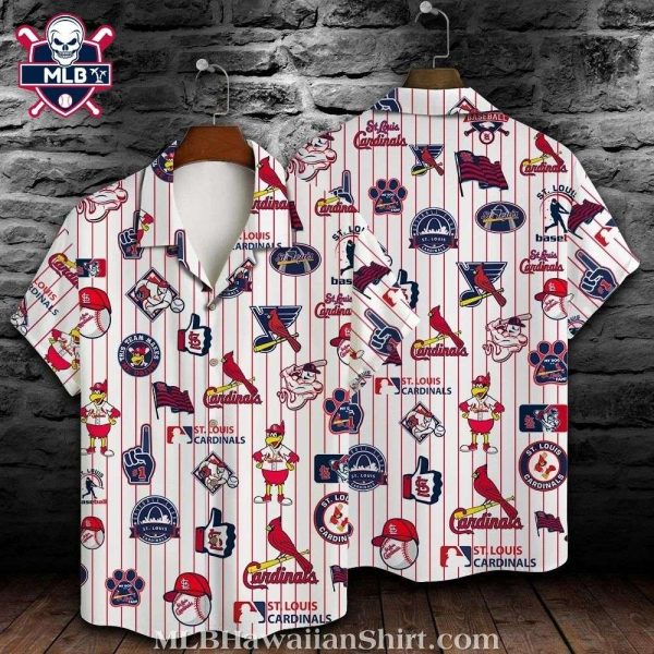 Pinstripe Pride – St. Louis Cardinals Baseball Sketch Aloha Shirt