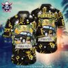 Sunshine Hibiscus Flowers And Palm Leaves Pattern Pittsburgh Pirates Hawaiian Shirt