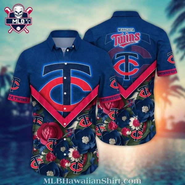 Red And Blue Floral Design – Minnesota Twins Hawaiian Shirt