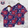 Sporty Red MLB Phillies Hawaiian Shirt With Baseballs And Floral Accents