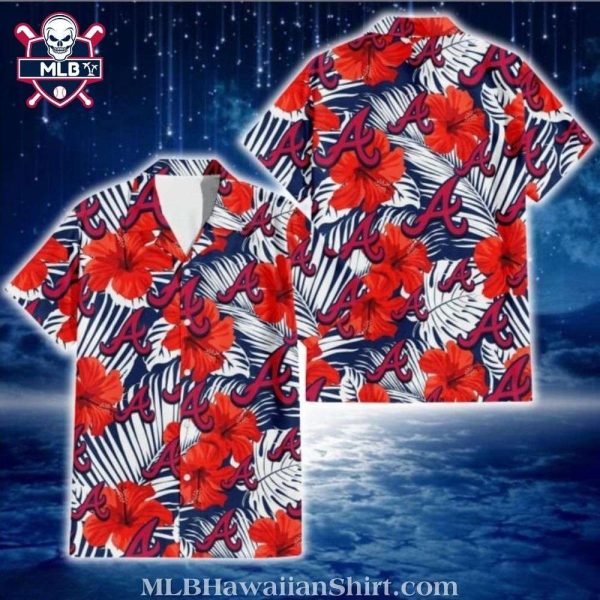 Red Hibiscus Bloom Atlanta Braves Tropical Hawaiian Shirt