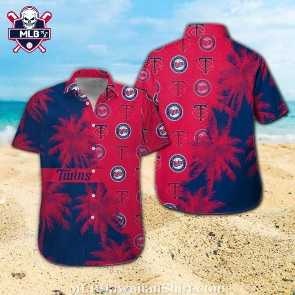 Red Palm Shadows Twins Hawaiian Shirt