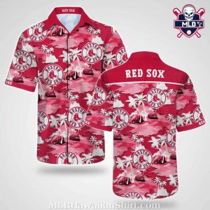 Red Sox Island Life Repeat Print Tropical Hawaiian Shirt