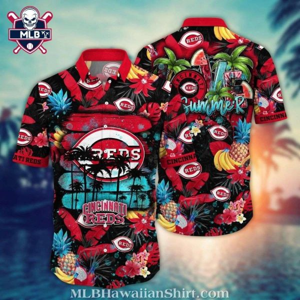 Reds Summer Vibes Tropical MLB Cincinnati Reds Hawaiian Shirt