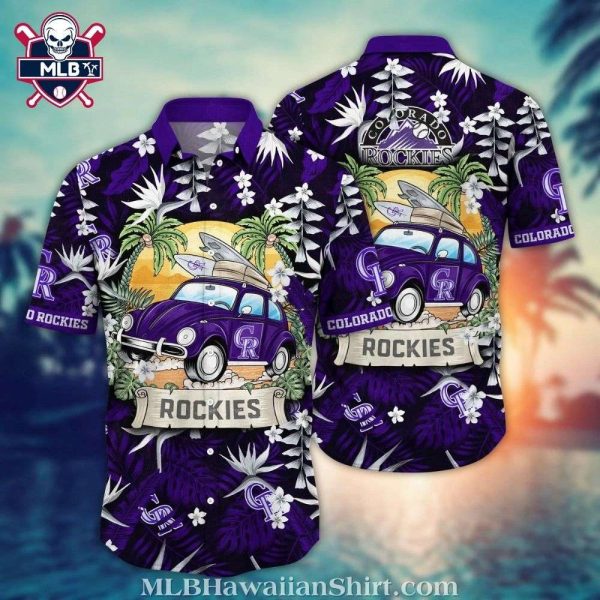 Retro Rockies Ride – Vintage Car Colorado Tropical Hawaiian Shirt